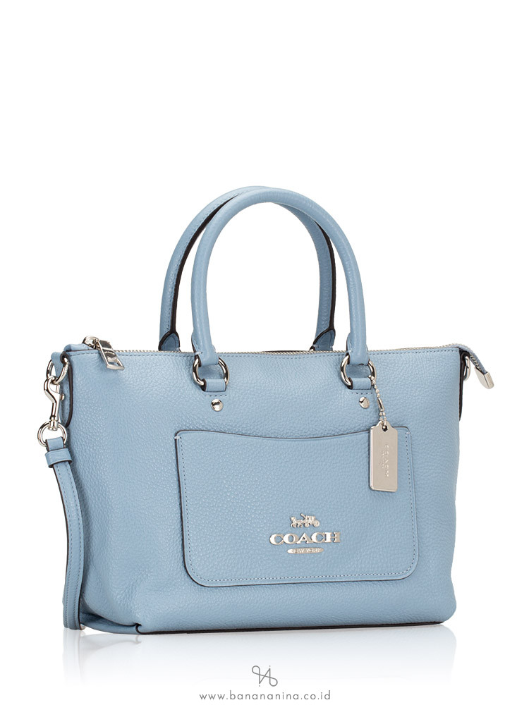 COACH 31466 Pebbled Leather Mini Ema Satchel Cornflower