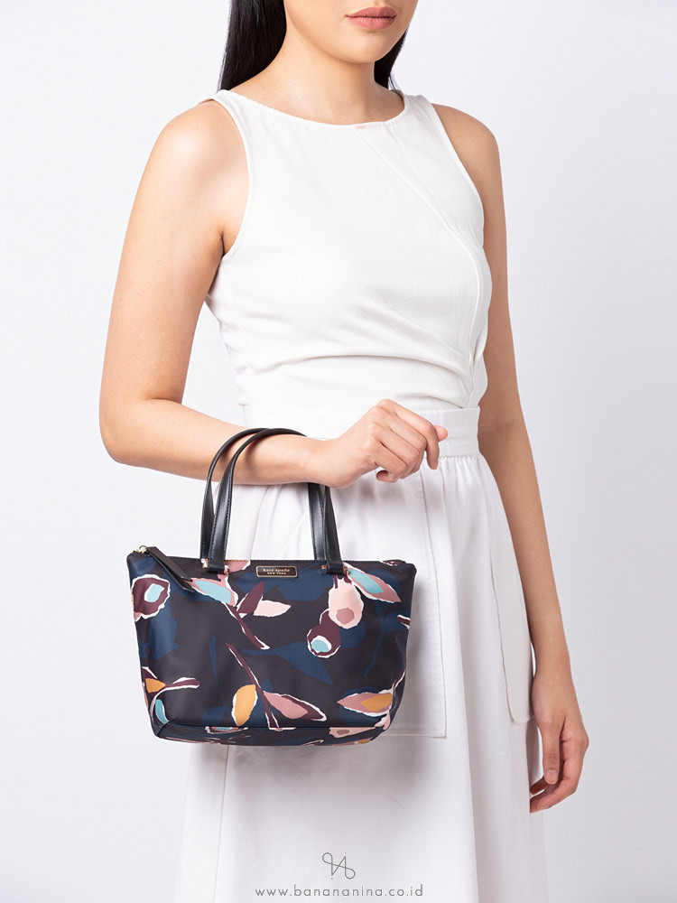 KATE SPADE Dawn Paper Rose Insulated Tote Black Multi