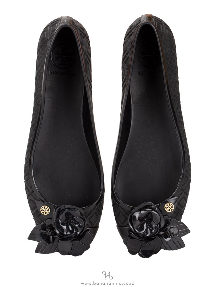 TORY BURCH Blossom Jelly Flats Black Sz 8