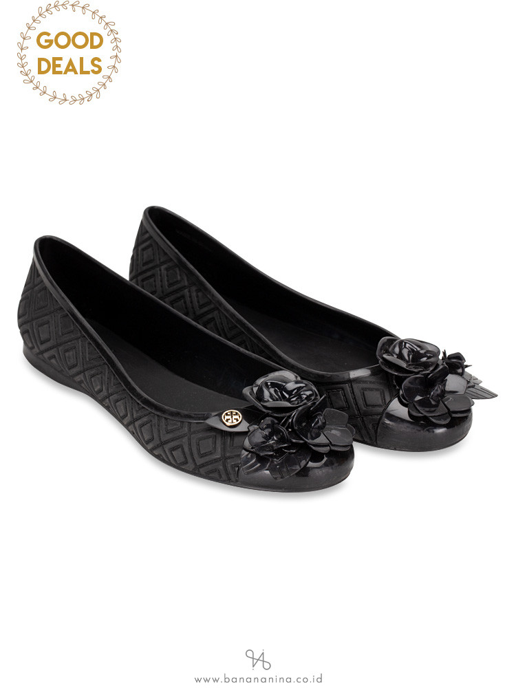 TORY BURCH Blossom Jelly Flats Black Sz 8