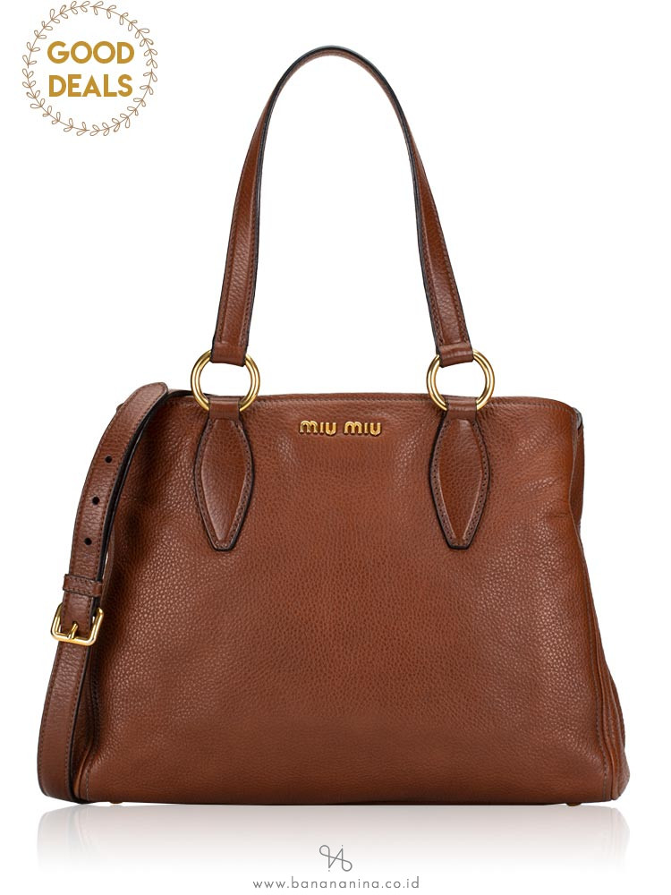 MIU MIU RR1945 Vitello Daino Tote Bruciato