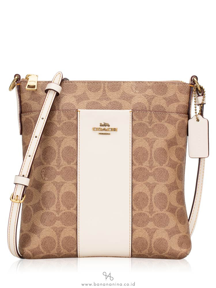COACH 41321 Signature Kitt Crossbody Tan Chalk Brass