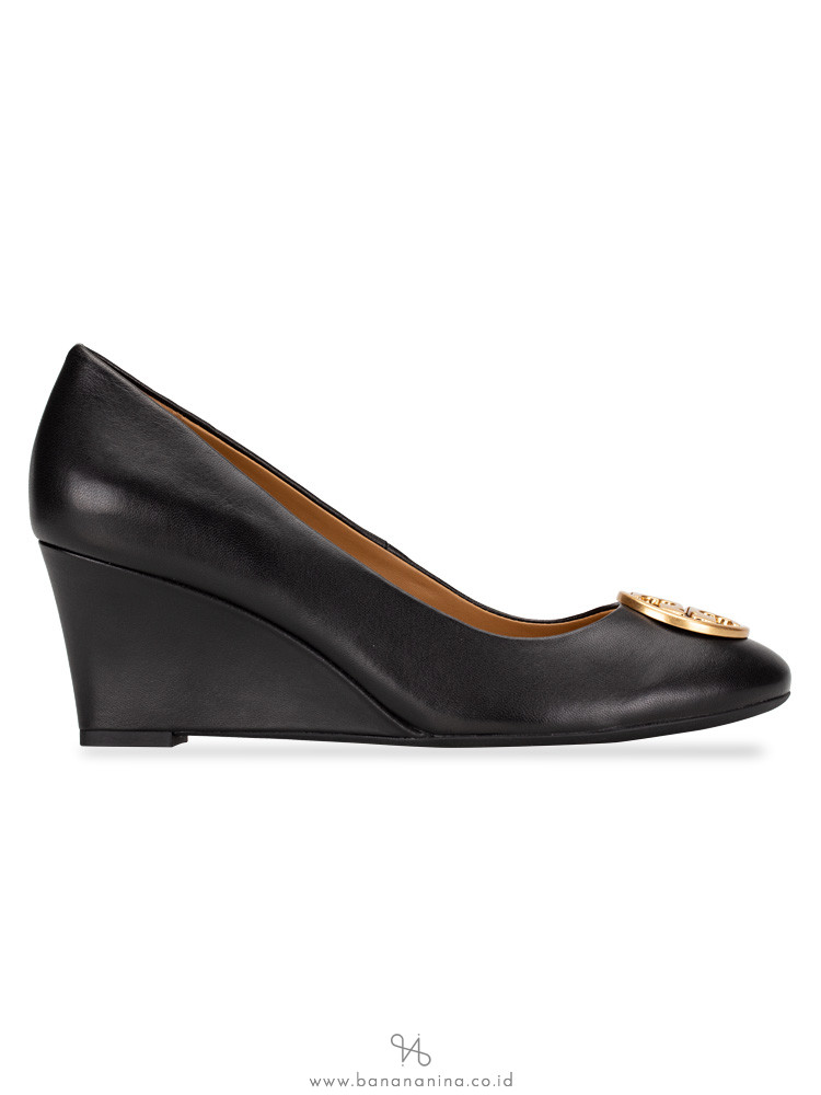 TORY BURCH Chelsea Leather Wedges Perfect Black Sz 7