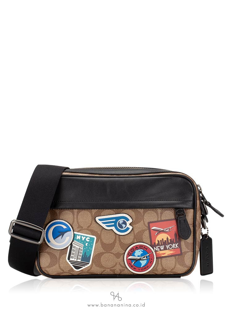 COACH 72947 Signature Graham Travel Patches Crossbody Tan