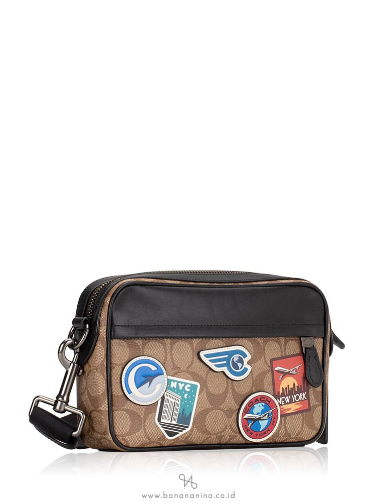 COACH 72947 Signature Graham Travel Patches Crossbody Tan