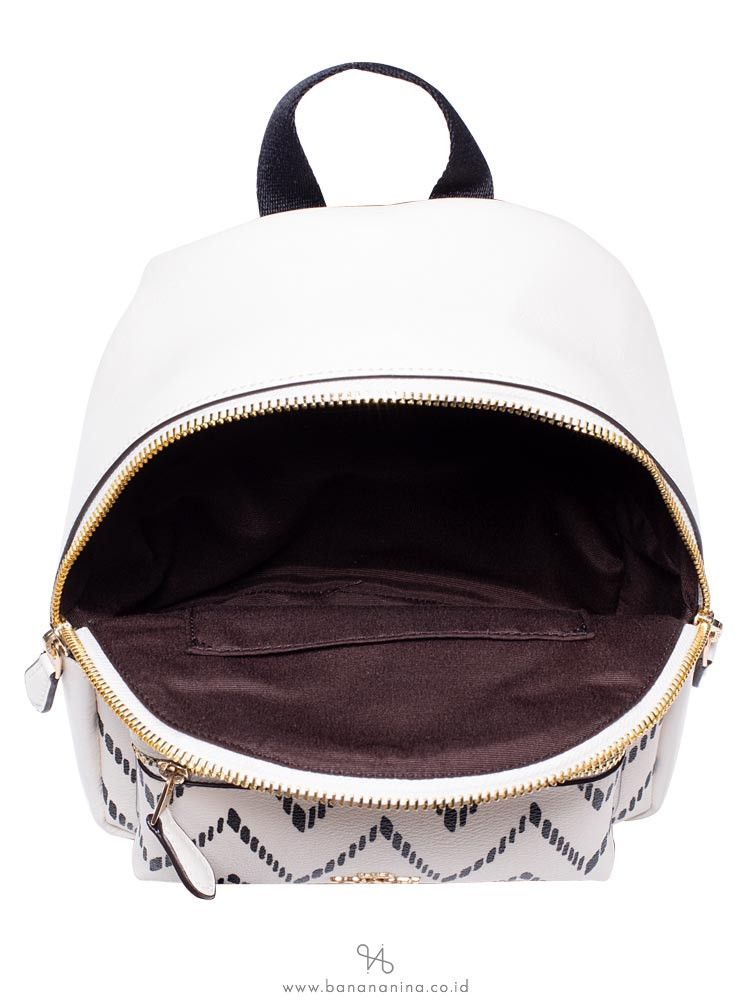 COACH 68098 Geo Chevron Mini Charlie Backpack Black Chalk