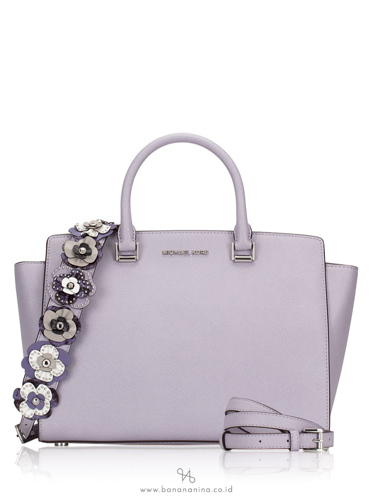 MICHAEL KORS Selma Large Saffiano Double Strap Satchel Lilac