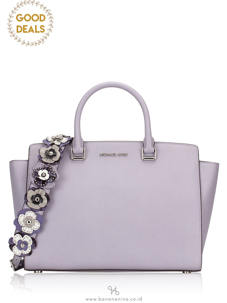 MICHAEL KORS Selma Large Saffiano Double Strap Satchel Lilac