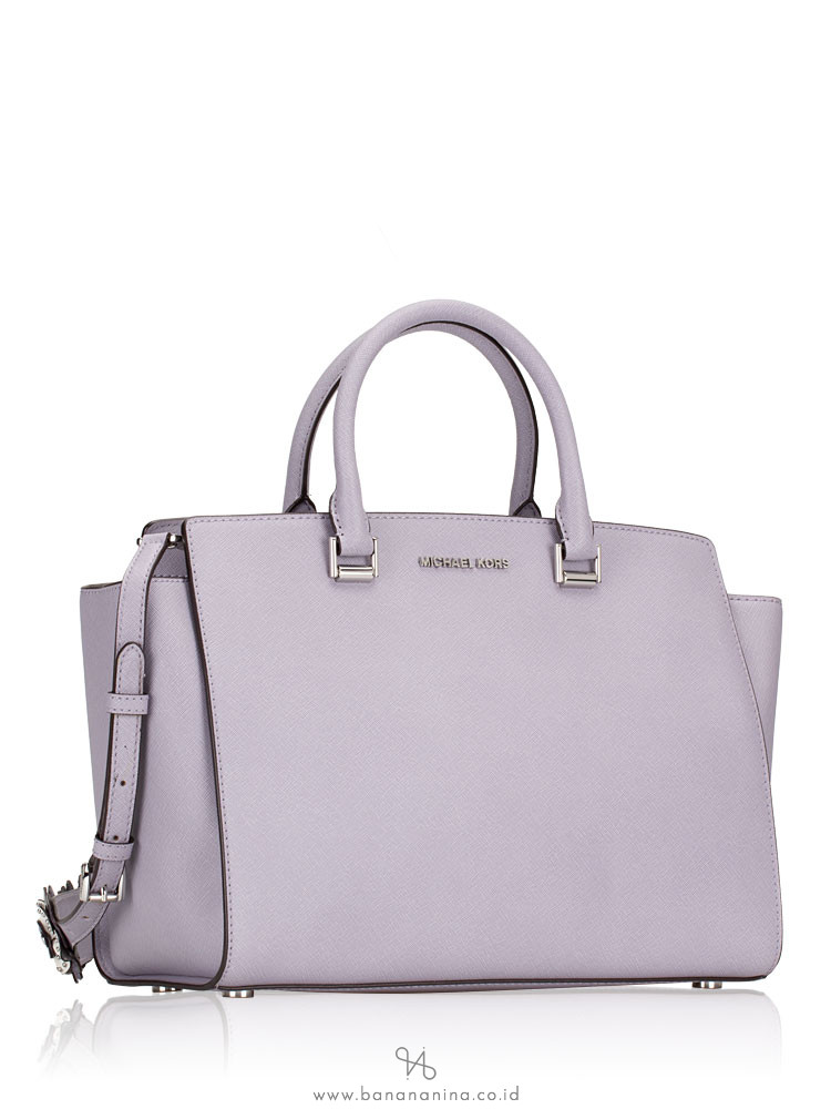 MICHAEL KORS Selma Large Saffiano Double Strap Satchel Lilac