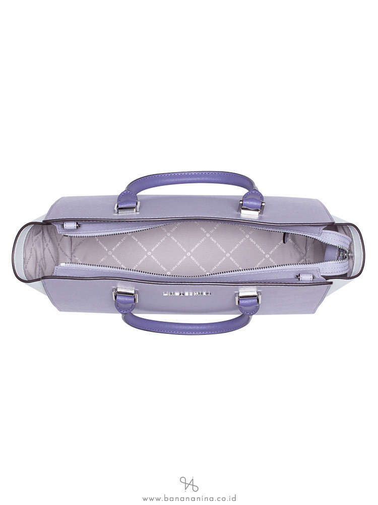 MICHAEL KORS Selma Large Saffiano Top Zip Satchel Lilac Multi