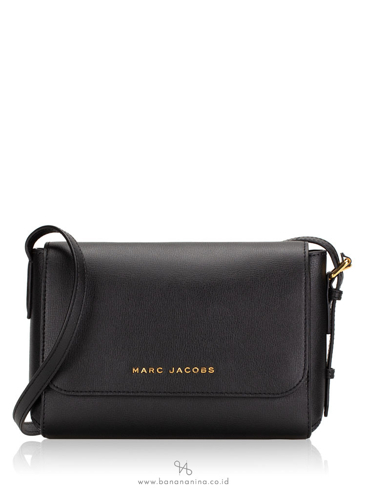 MARC JACOBS Commuter Medium Leather Flap Crossbody Black