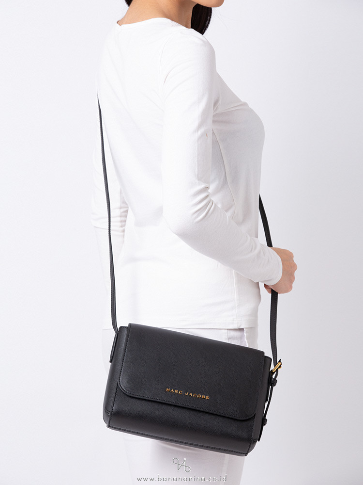 MARC JACOBS Commuter Medium Leather Flap Crossbody Black
