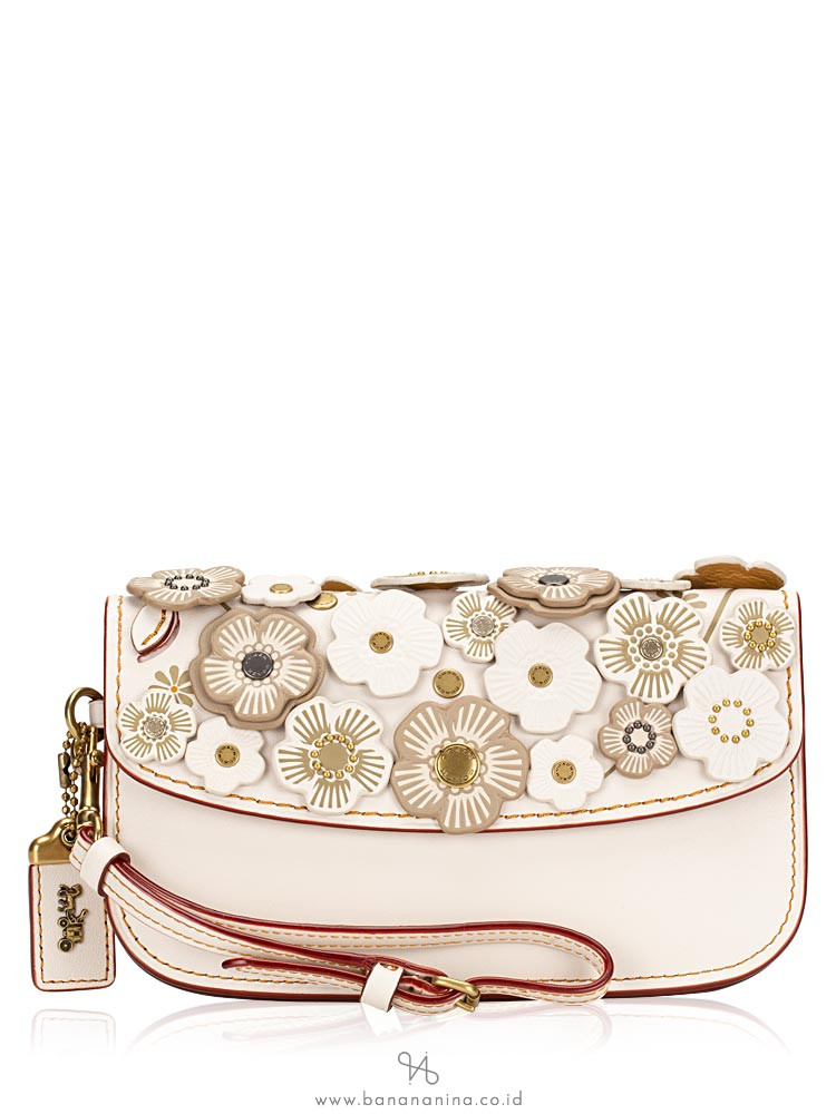 COACH 23536 Tea Rose Applique Clutch Chalk