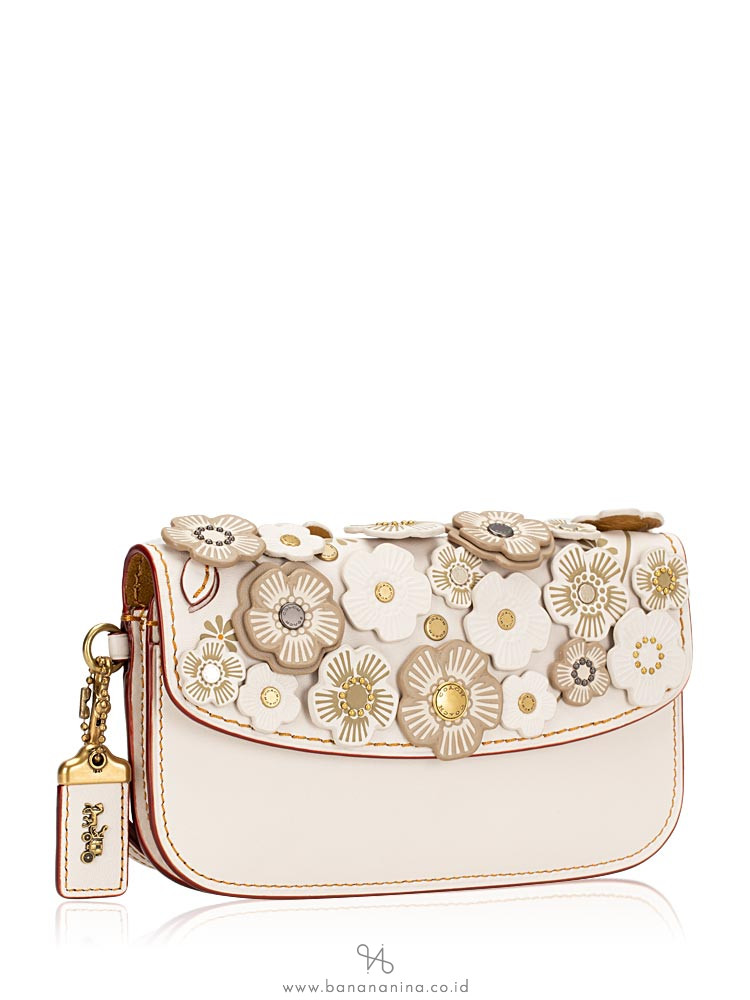 COACH 23536 Tea Rose Applique Clutch Chalk