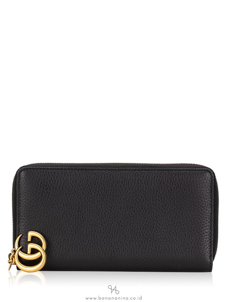 GUCCI GG Marmont Leather Zip Wallet Black