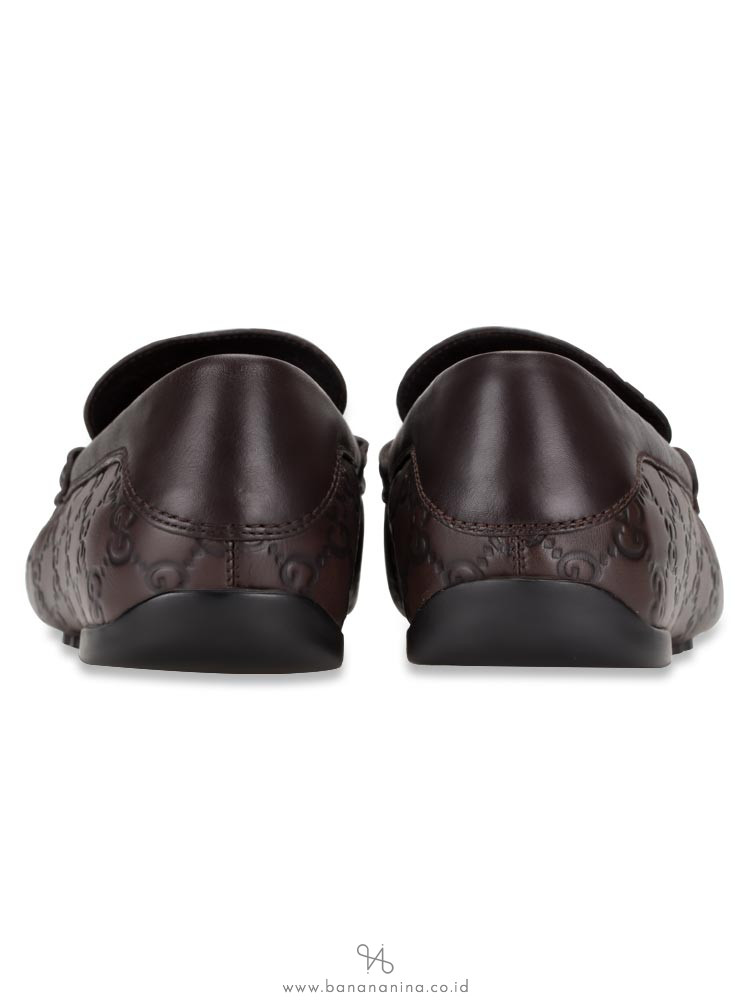GUCCI Men Guccissima Driver Slip On Brown Sz 8