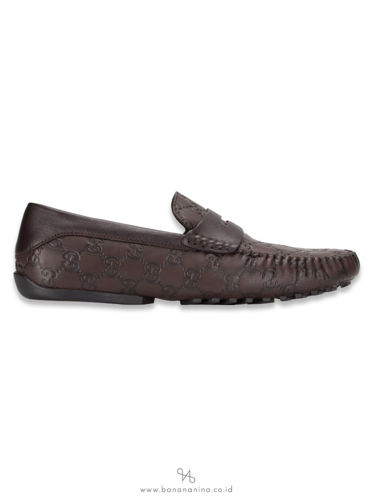 GUCCI Men Guccissima Driver Slip On Brown Sz 8