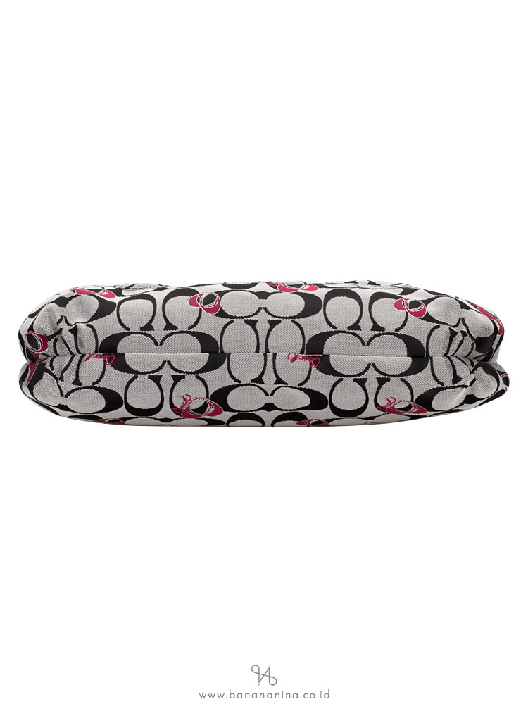 COACH 18711 Signature Poppy Tote Black Silver