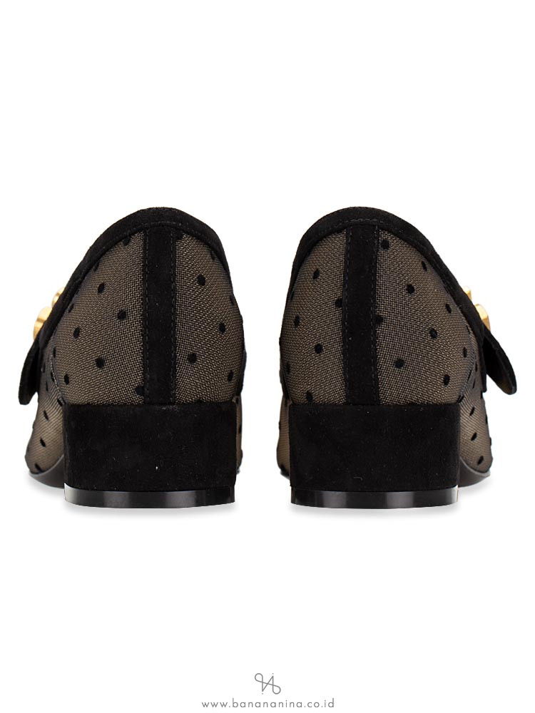 DIOR Baby-D Ballet Pump Black Dotted Swiss Sz 35