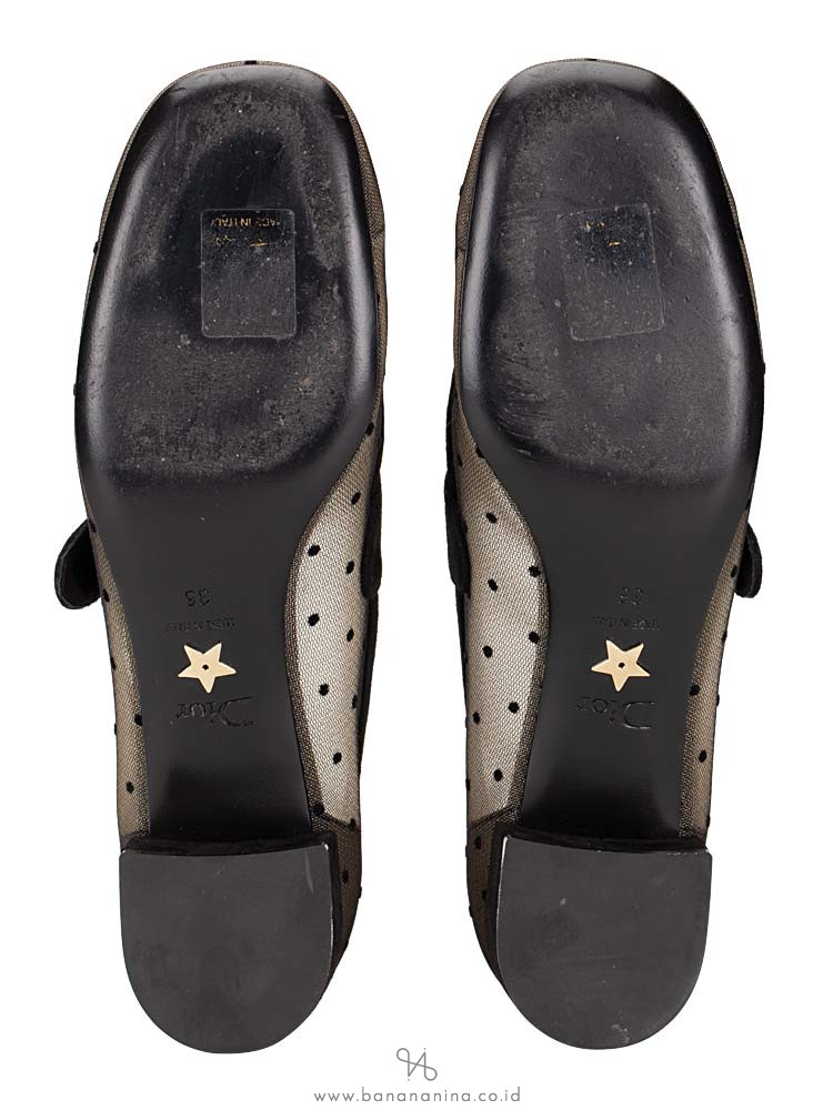 DIOR Baby-D Ballet Pump Black Dotted Swiss Sz 35