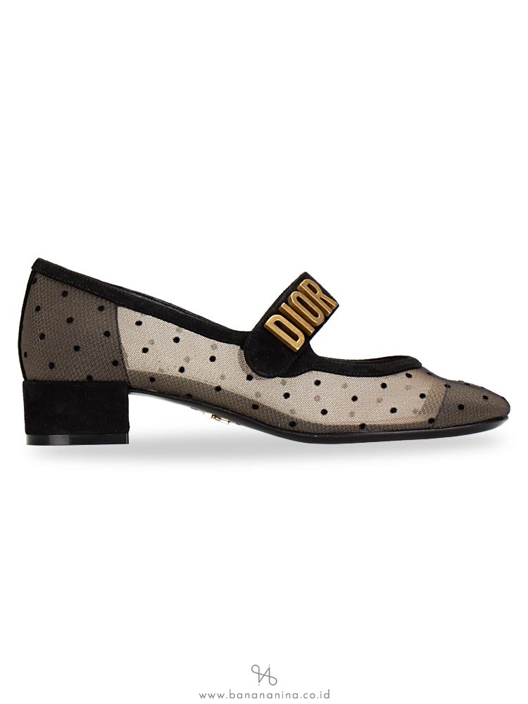 DIOR Baby-D Ballet Pump Black Dotted Swiss Sz 35