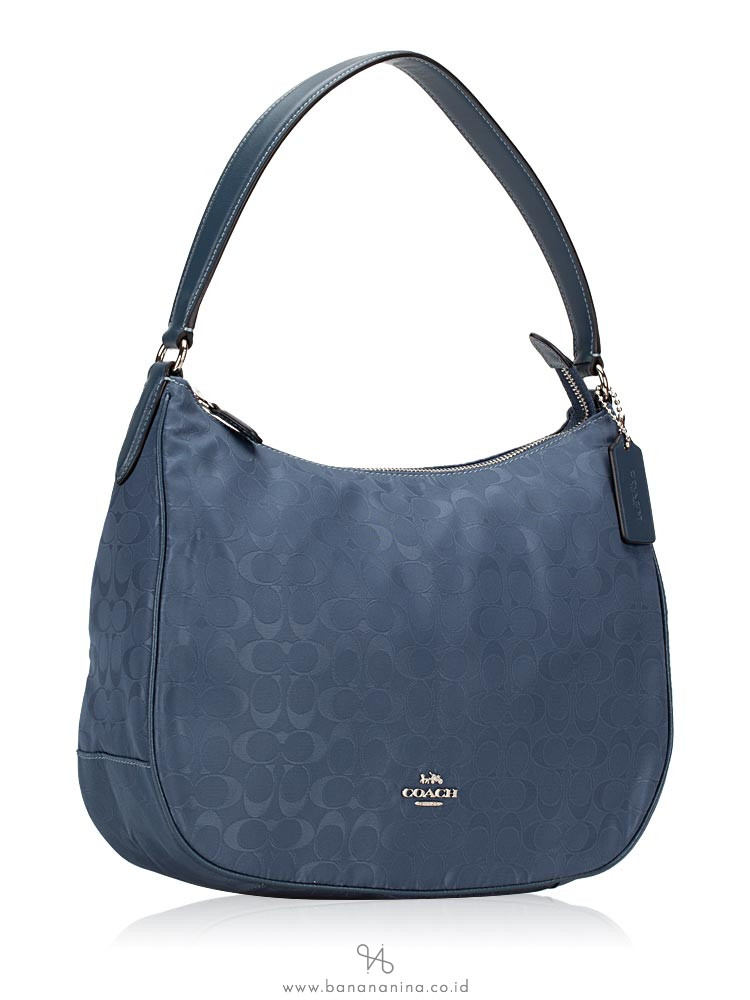 COACH 73185 Signature Nylon Zip Shoulder Bag Blue