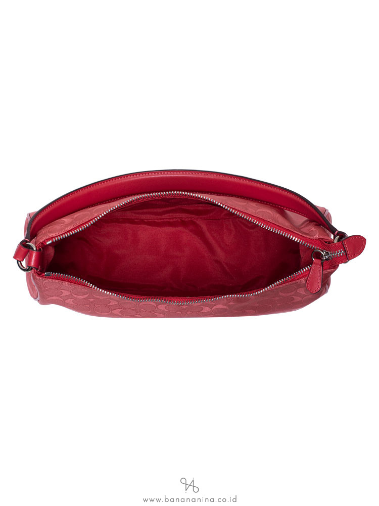 COACH 73185 Signature Nylon Zip Shoulder Bag True Red