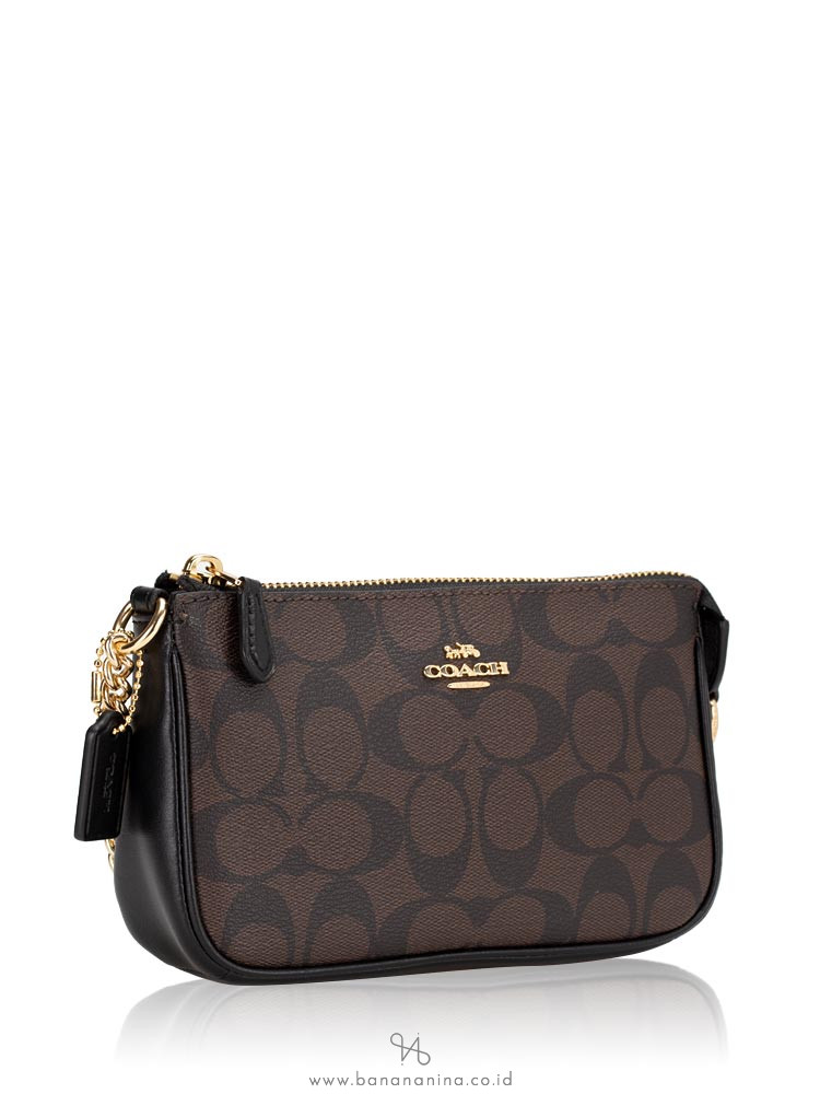 COACH 64234 Signature Large Wristlet 19 Brown Black