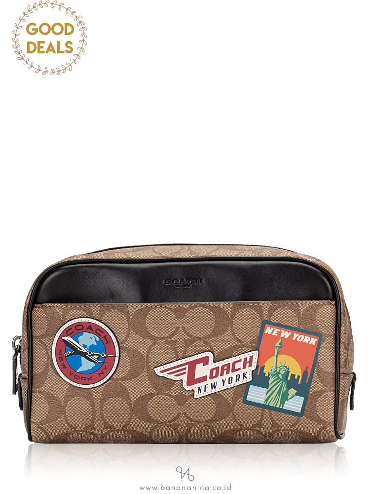 COACH 75915 Signature Overnight Travel Kit Khaki Multi