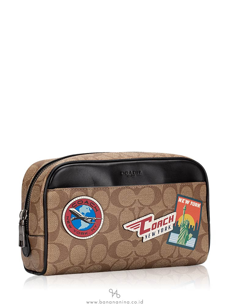 COACH 75915 Signature Overnight Travel Kit Khaki Multi
