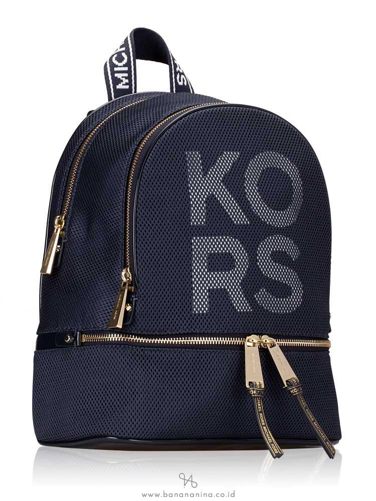 MICHAEL KORS Rhea Mesh Medium Zip Backpack Admiral Optic White