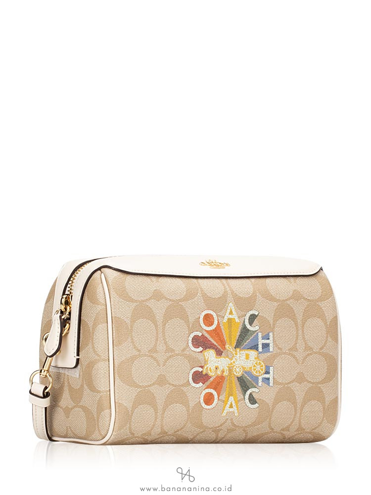 COACH 76628 Signature Rainbow Mini Bennett Crossbody Light Khaki Chalk
