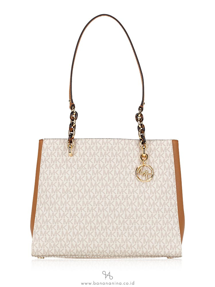 MICHAEL KORS Sofia Monogram Large Tote Vanilla Acorn