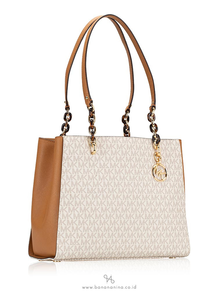 MICHAEL KORS Sofia Monogram Large Tote Vanilla Acorn