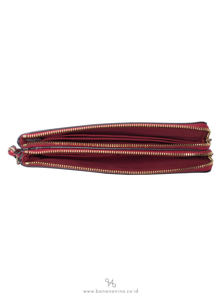 COACH 16109 Signature Double Zip Wallet Brown Ruby