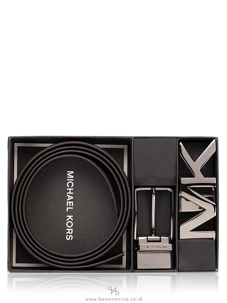 MICHAEL KORS Men 4 In 1 Signature Belt Box Set Brown Multi
