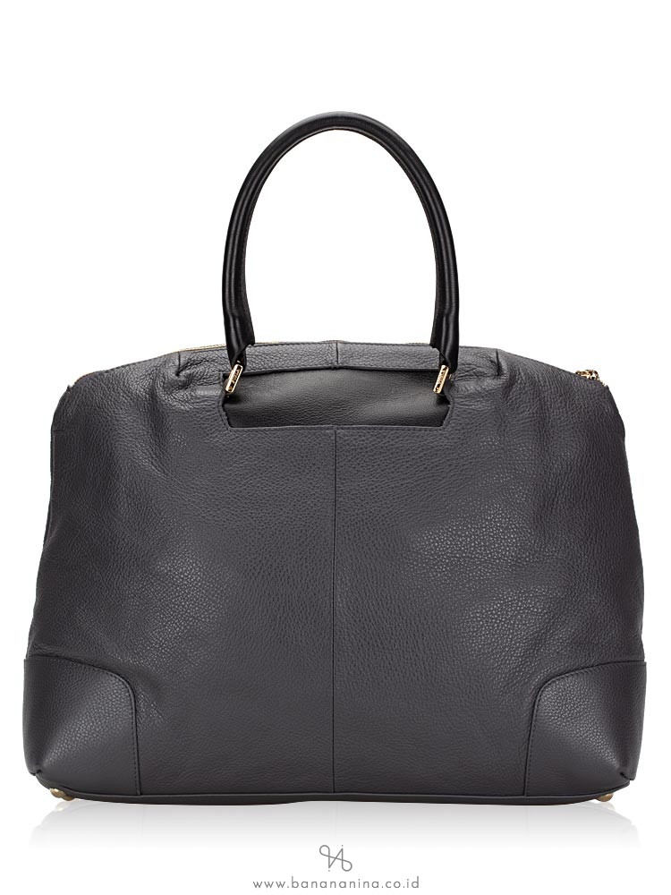 FURLA Nikia Medium Leather Tote Grey Black
