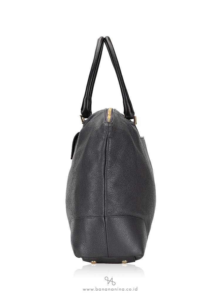 FURLA Nikia Medium Leather Tote Grey Black