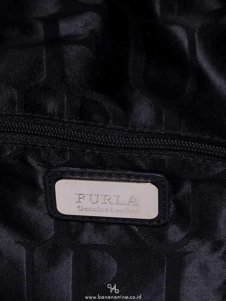 FURLA Nikia Medium Leather Tote Grey Black