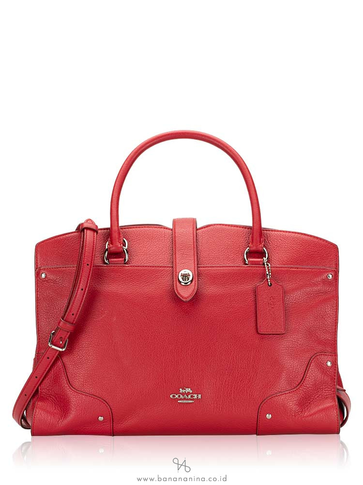 COACH 37167 Mercer Grain Leather Satchel True Red