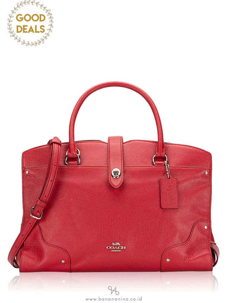 COACH 37167 Mercer Grain Leather Satchel True Red
