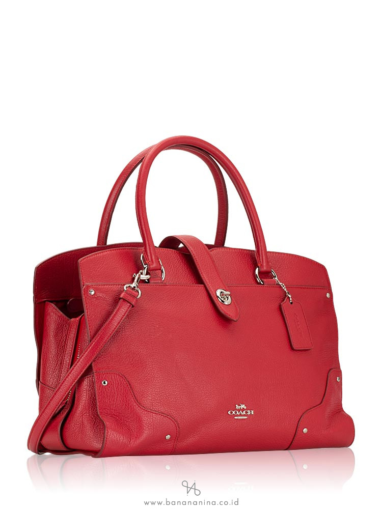 COACH 37167 Mercer Grain Leather Satchel True Red