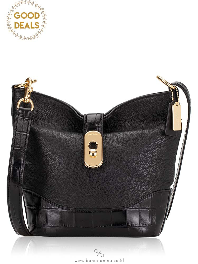 COACH 72808 Amber Croco Leather Duffle Black