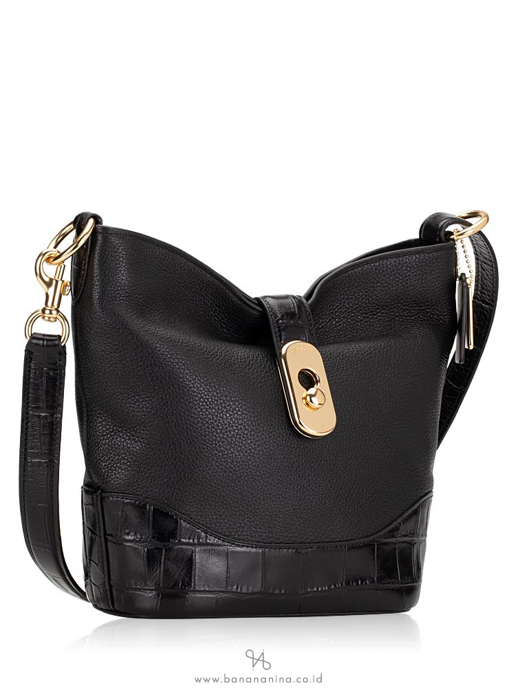 COACH 72808 Amber Croco Leather Duffle Black