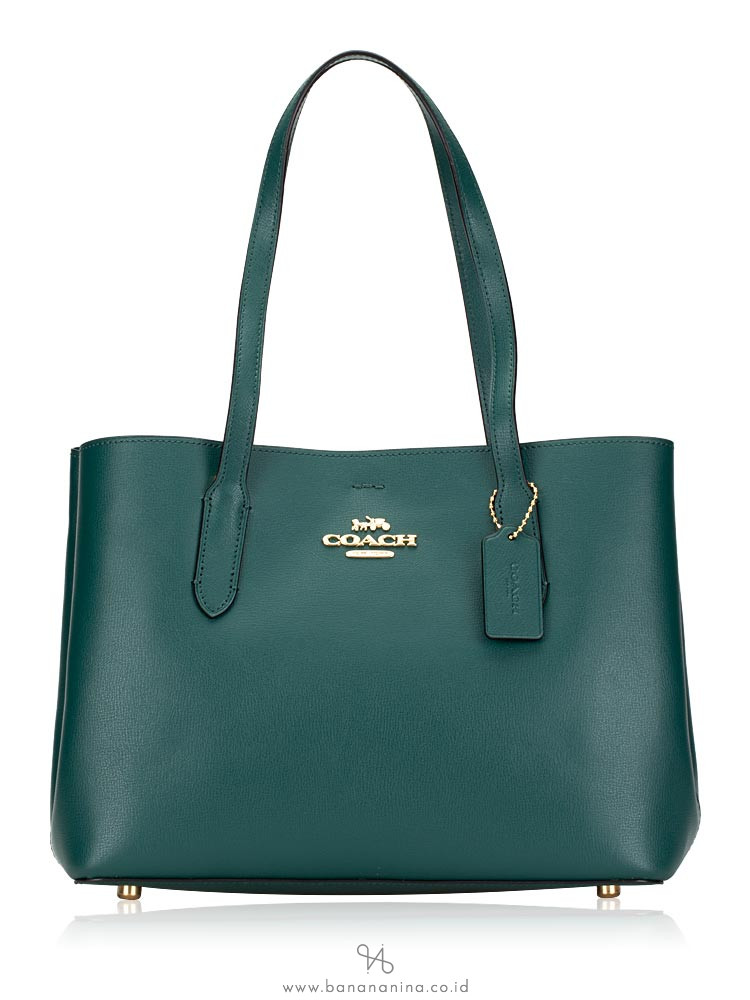 COACH 48734 Metallic Leather Avenue Carryall Sea Green