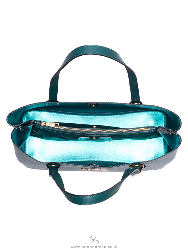 COACH 48734 Metallic Leather Avenue Carryall Sea Green