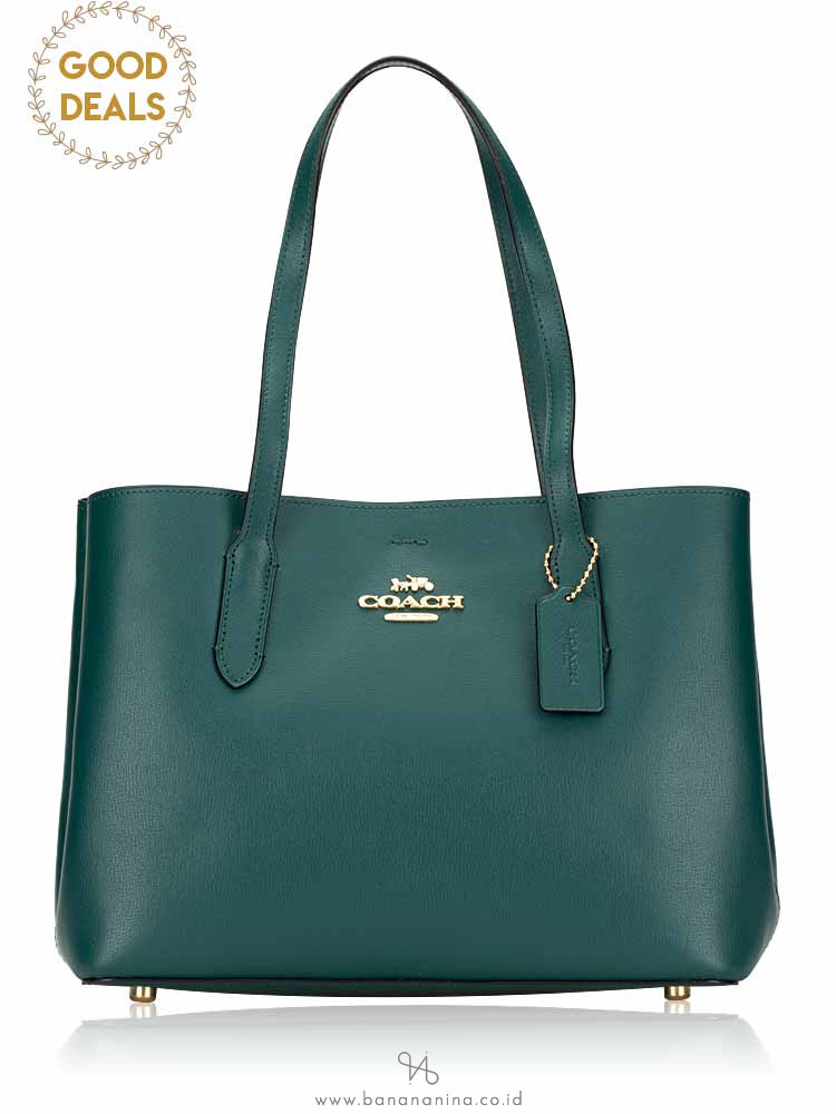 COACH 48734 Metallic Leather Avenue Carryall Sea Green