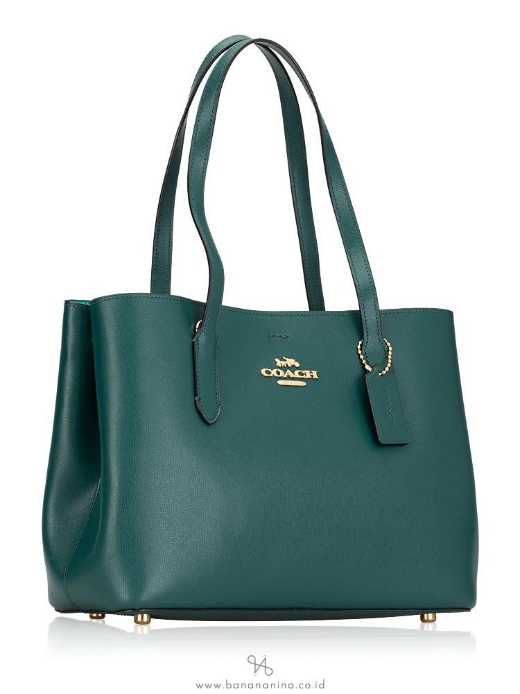 COACH 48734 Metallic Leather Avenue Carryall Sea Green