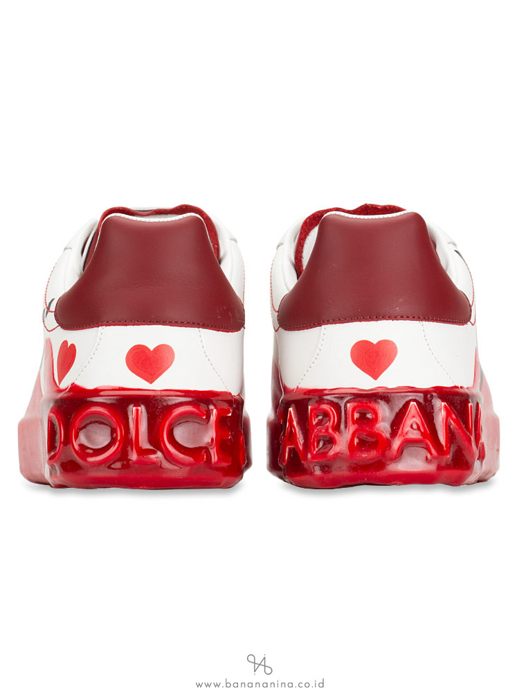 DOLCE & GABBANA Love Melt Portofino Sneakers White Red Sz 11