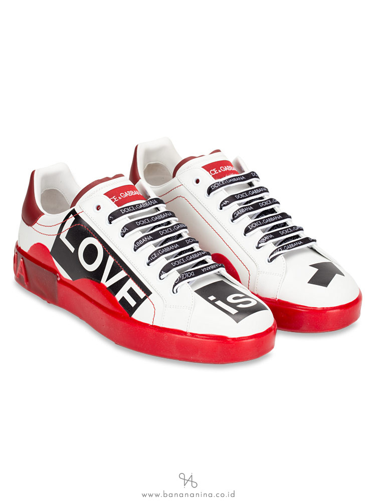 DOLCE & GABBANA Love Melt Portofino Sneakers White Red Sz 11